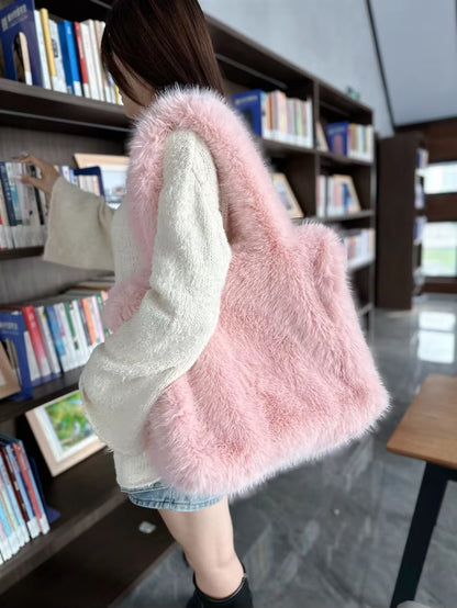 Designer Fluffy Plush Shoulder Bag