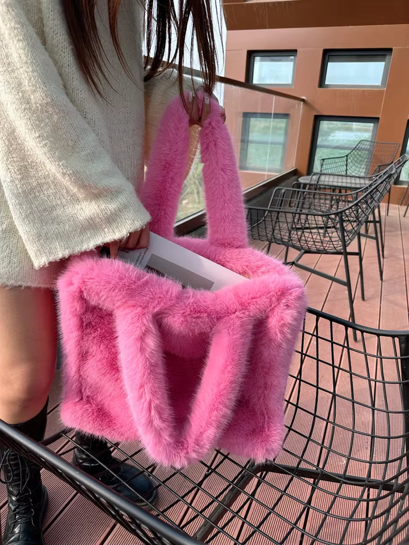 Designer Fluffy Plush Shoulder Bag